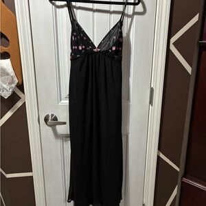 Vintage Oscar de la Renta Black Chemise with Pink Floral Accents